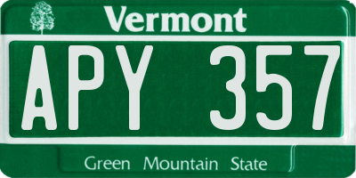 VT license plate APY357