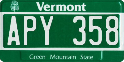 VT license plate APY358
