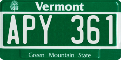 VT license plate APY361