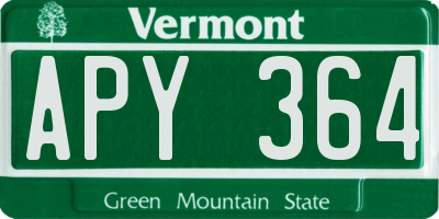 VT license plate APY364