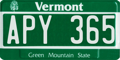 VT license plate APY365