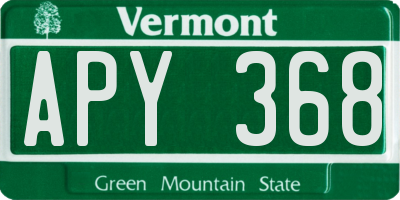 VT license plate APY368