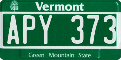 VT license plate APY373