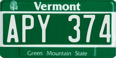 VT license plate APY374