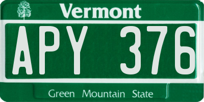 VT license plate APY376