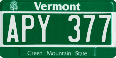 VT license plate APY377