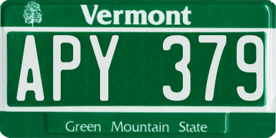 VT license plate APY379