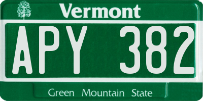 VT license plate APY382