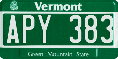 VT license plate APY383
