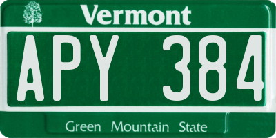 VT license plate APY384