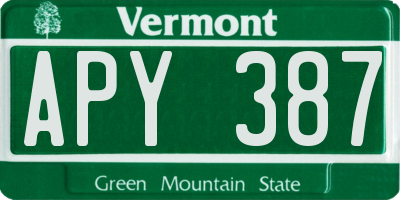 VT license plate APY387