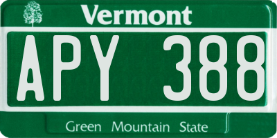 VT license plate APY388