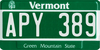 VT license plate APY389