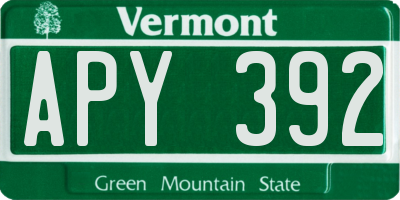 VT license plate APY392