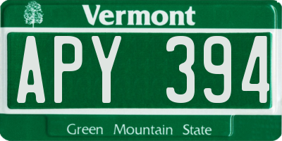 VT license plate APY394