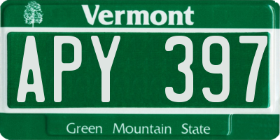 VT license plate APY397