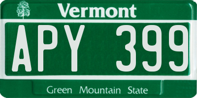 VT license plate APY399