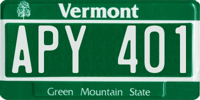 VT license plate APY401