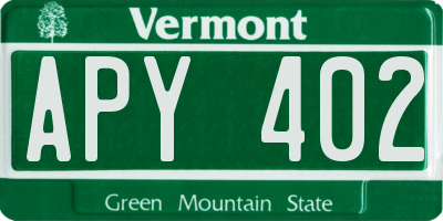 VT license plate APY402