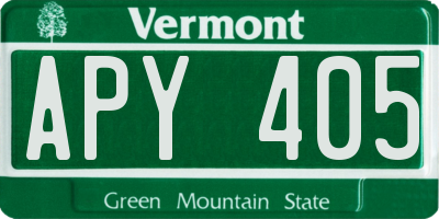 VT license plate APY405