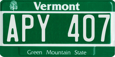 VT license plate APY407