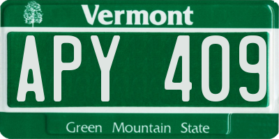 VT license plate APY409