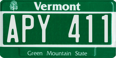 VT license plate APY411