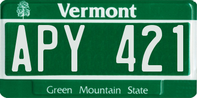 VT license plate APY421