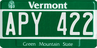 VT license plate APY422
