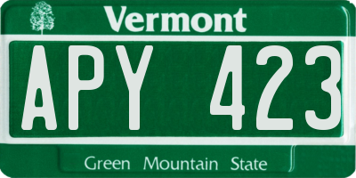 VT license plate APY423