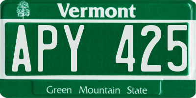 VT license plate APY425