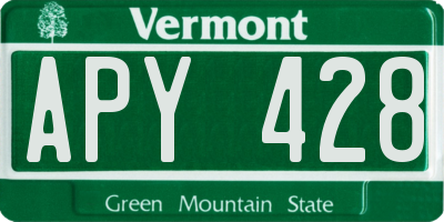 VT license plate APY428