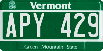 VT license plate APY429