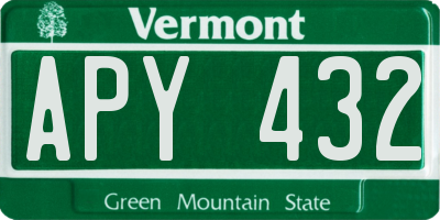 VT license plate APY432