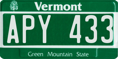 VT license plate APY433