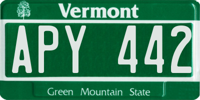 VT license plate APY442