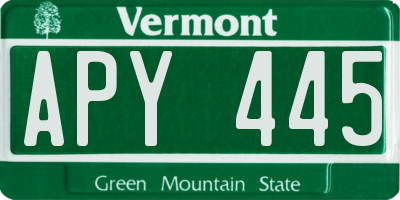 VT license plate APY445