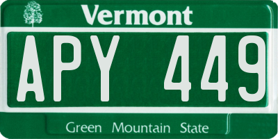 VT license plate APY449