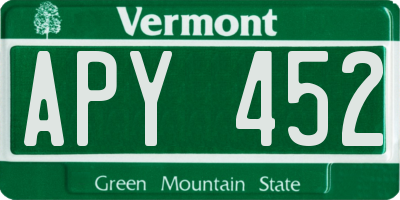 VT license plate APY452
