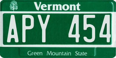VT license plate APY454
