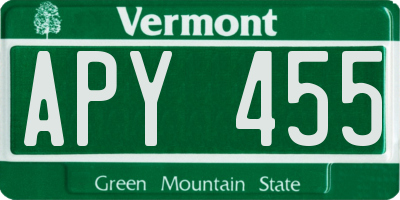 VT license plate APY455