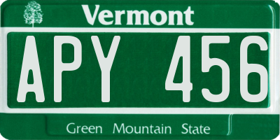 VT license plate APY456
