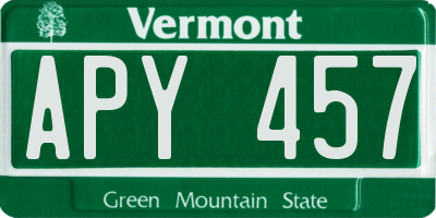 VT license plate APY457