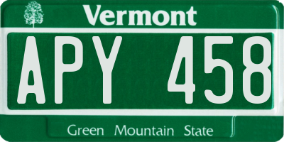 VT license plate APY458