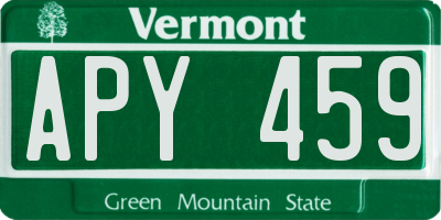 VT license plate APY459