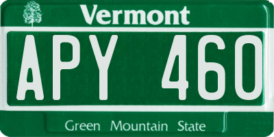 VT license plate APY460
