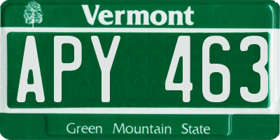 VT license plate APY463