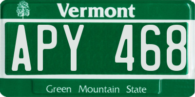VT license plate APY468
