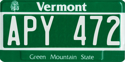 VT license plate APY472