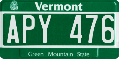 VT license plate APY476